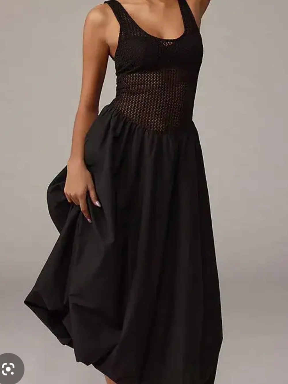 ASTR the Label Black Contrast Bubble Hem Dress (Large)